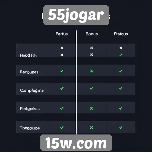 Comparação entre 55jogar e concorrentes no mercado